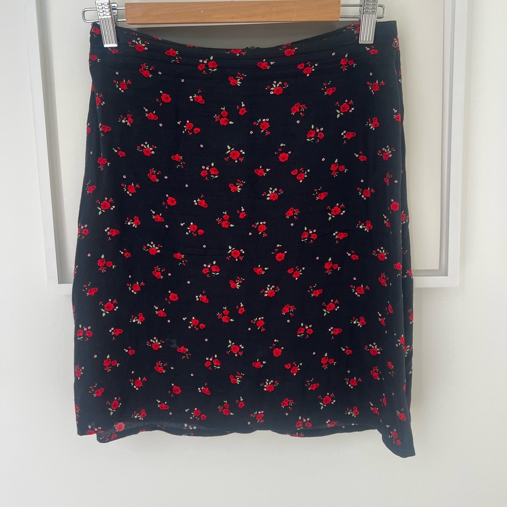Floral Black Skirt